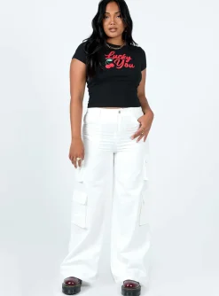 Princess Polly Lucky You Cherry Tee  Black Discount