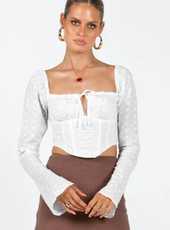 Princess Polly Ludlow Long Sleeve Top  Ivory Store