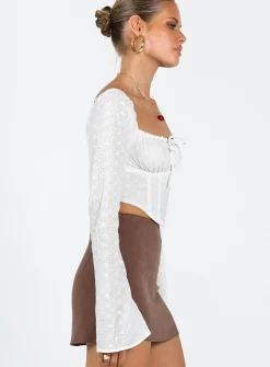 Princess Polly Ludlow Long Sleeve Top  Ivory Store