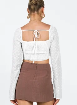 Princess Polly Ludlow Long Sleeve Top  Ivory Store