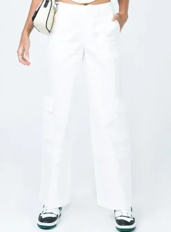 Princess Polly Luna Mid Rise Cargo Pant  Off White Cheap