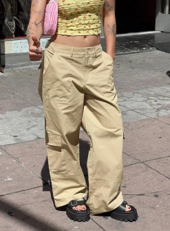 Princess Polly Luna Mid Rise Cargo Pants  Beige Online