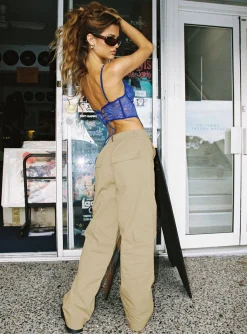 Princess Polly Luna Mid Rise Cargo Pants  Beige Online