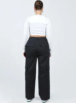 Princess Polly Luna Mid Rise Cargo Pants  Black Hot