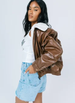 Princess Polly Luna Pu Jacket  Brown Online