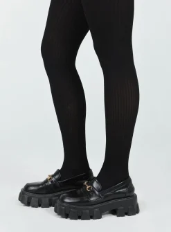 Princess Polly Lupton Knit Stockings  Black Fashion