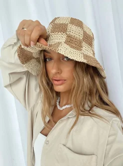 Princess Polly Lyndon Bucket Hatcheck   Beige Shop