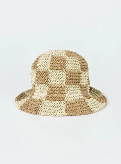 Princess Polly Lyndon Bucket Hatcheck Beige Shop