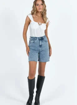 Princess Polly Lyndsey Longlineshorts   Denim Flash Sale