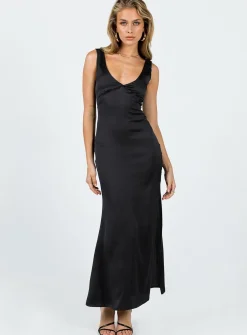 Princess Polly Lynsey Midi Dress  Black Store