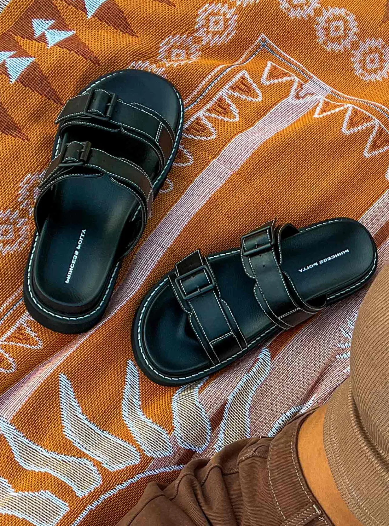 Princess Polly Ma Belle Sandals Contrast Stitch Clearance