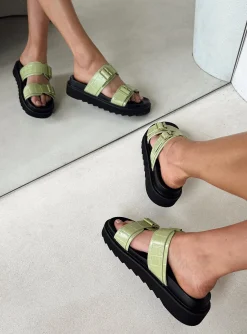 Princess Polly Ma Belle Sandals Matcha Croc   Green Hot