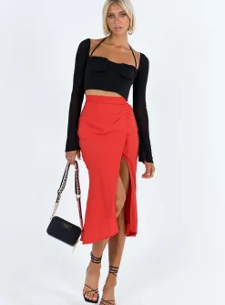 Princess Polly Mabel Midi Skirt Red Online