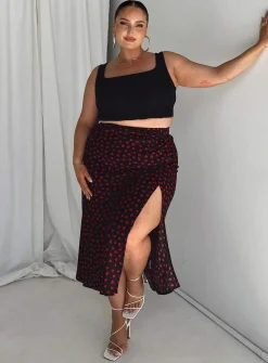 Princess Polly Mabel Midi Skirt Curve Black Best