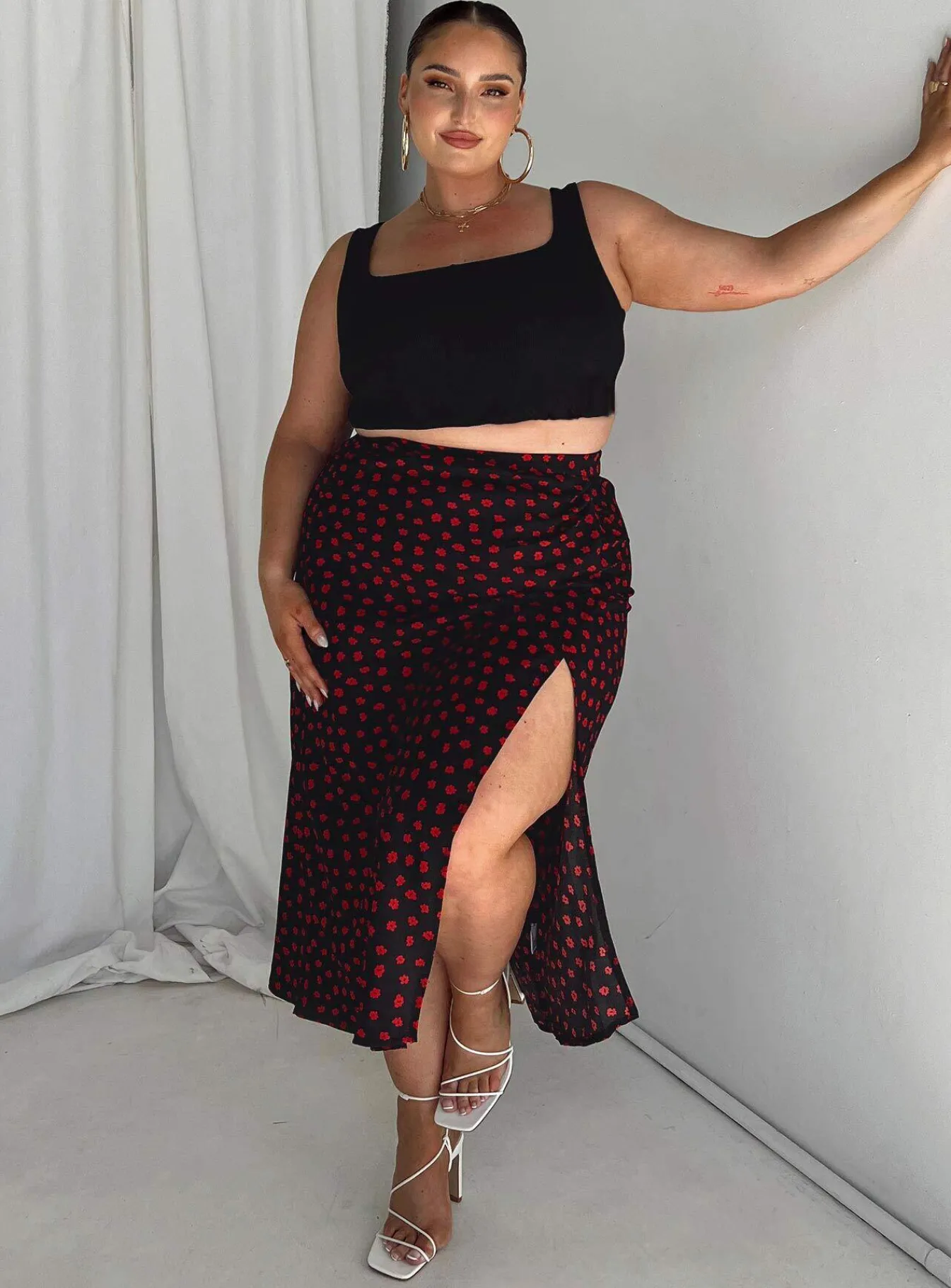 Princess Polly Mabel Midi Skirt Curve Black Best