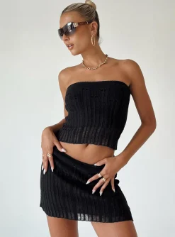 Princess Polly Macaulay Knit Mini Skirt  Black Store