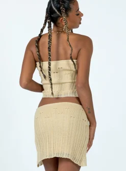 Princess Polly Macaulay Knit Mini Skirt  Beige New
