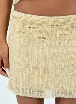 Princess Polly Macaulay Knit Mini Skirt  Beige New