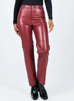 Princess Polly Macey Pants  Burgundy Online