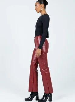 Princess Polly Macey Pants  Burgundy Online