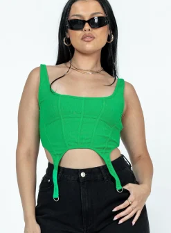 Princess Polly Mackenzie Top  Green Shop