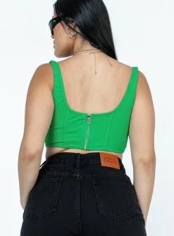 Princess Polly Mackenzie Top  Green Shop