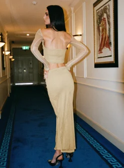 Princess Polly Madang Maxi Skirt  Gold Store