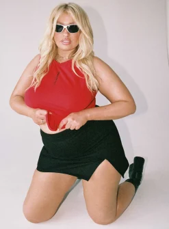 Princess Polly Madison Mini Skirtcurve Black New
