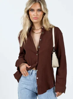 Princess Polly Mahalia Shirt Brown New