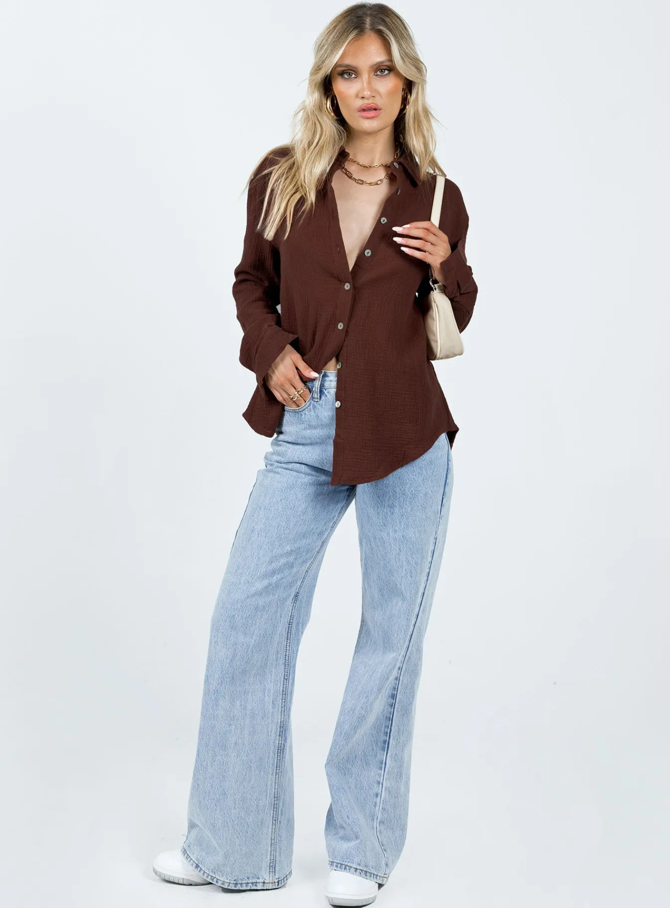 Princess Polly Mahalia Shirt Brown New