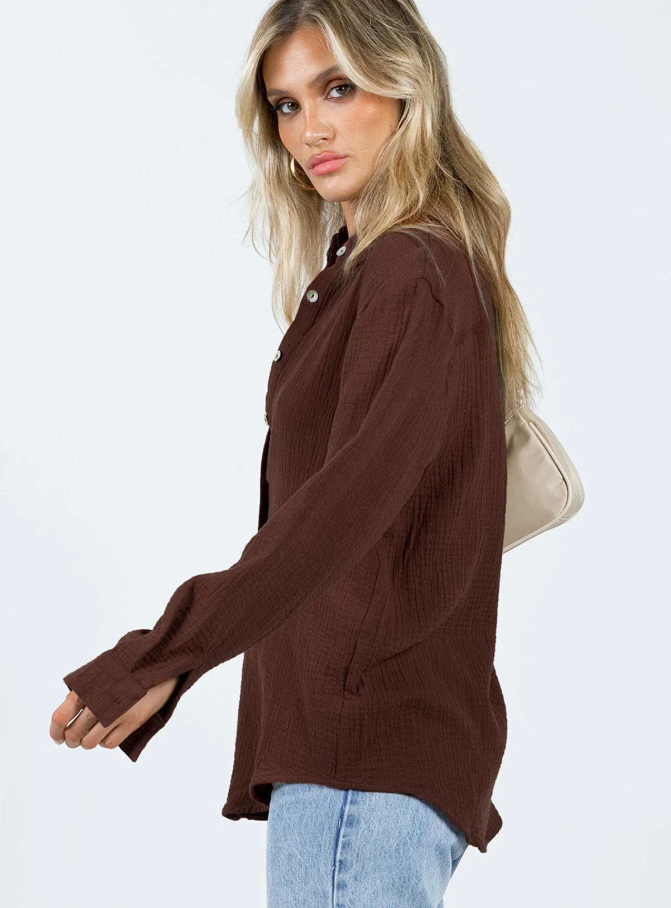 Princess Polly Mahalia Shirt Brown New