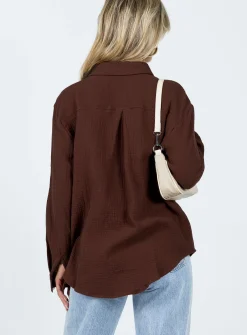 Princess Polly Mahalia Shirt Brown New