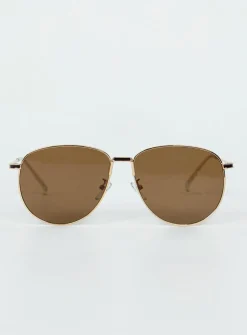 Princess Polly Mai Aviator Sunglasses Gold Cheap