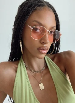 Princess Polly Mai Aviator Sunglasses Dark  Pink Hot