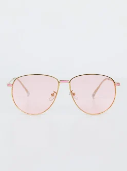 Princess Polly Mai Aviator Sunglasses Dark  Pink Hot