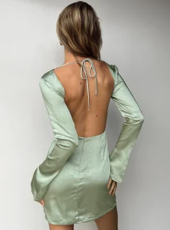 Princess Polly Maia Long Sleeve Mini Dress  Green Cheap