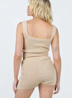 Princess Polly Maibelle Knit Shorts  Beige Best