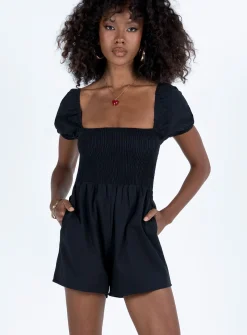Princess Polly Maimie Romper  Black Discount