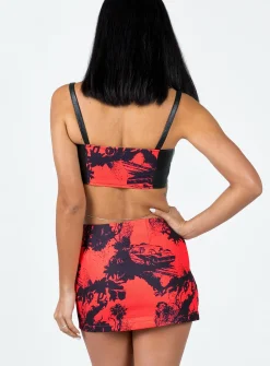 Princess Polly Main Stage Mini Skirt/ Black Red Flash Sale