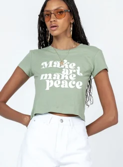 Princess Polly Make Art Tee  Green Cheap