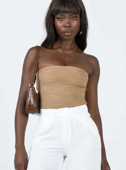 Princess Polly Makena Strapless Bodysuit  Beige Outlet