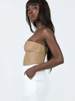 Princess Polly Makena Strapless Bodysuit  Beige Outlet