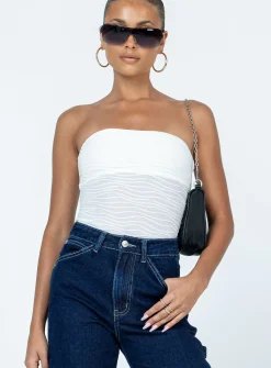 Princess Polly Makena Strapless Bodysuit  White Clearance