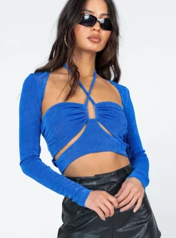 Princess Polly Malaya Long Sleeve Top Blue Cheap