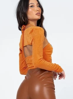 Princess Polly Malaya Long Sleeve Top  Orange Fashion