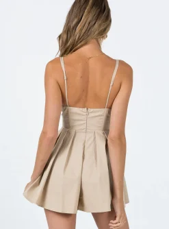 Princess Polly Malcom Romper  Beige Outlet