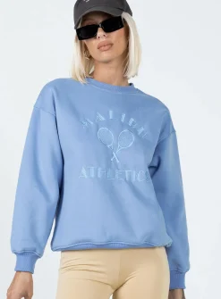 Princess Polly Malibu Athletics Sweatshirt  Blue Flash Sale