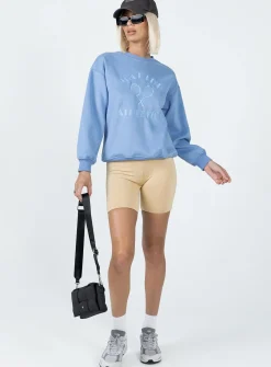 Princess Polly Malibu Athletics Sweatshirt Blue Flash Sale