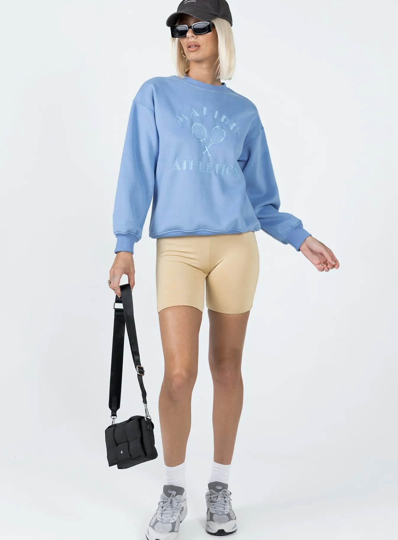 Princess Polly Malibu Athletics Sweatshirt Blue Flash Sale