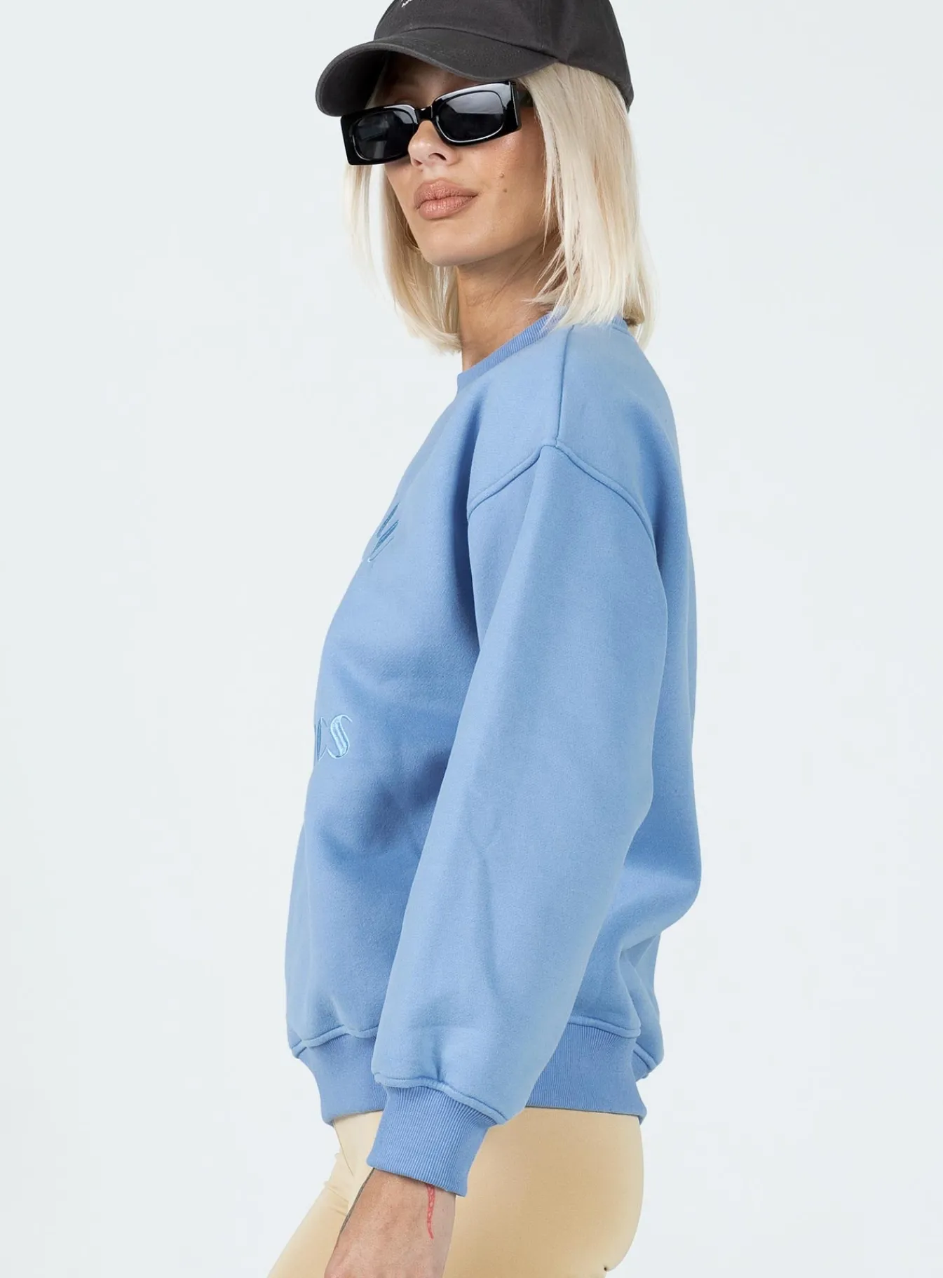 Princess Polly Malibu Athletics Sweatshirt Blue Flash Sale